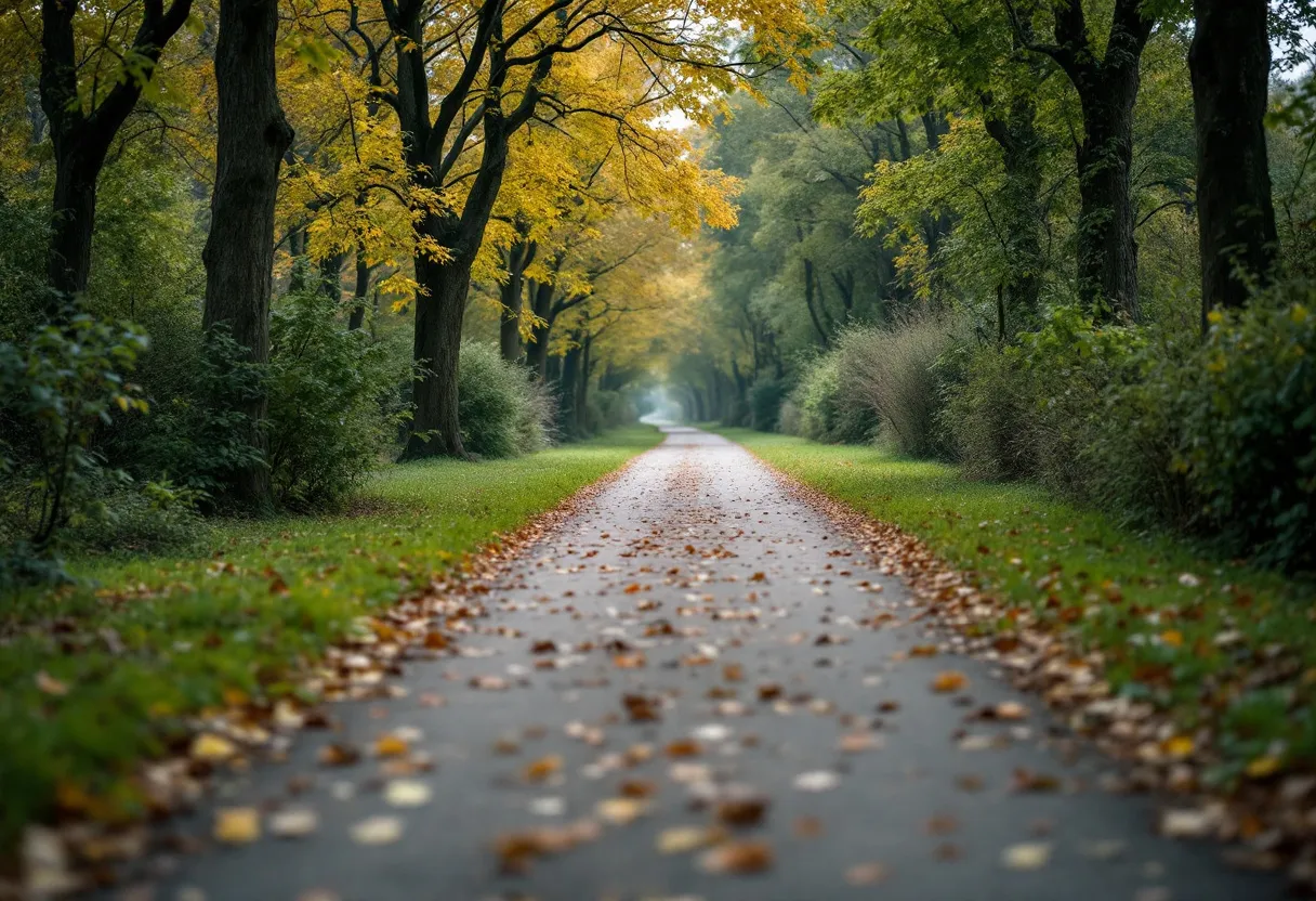 Pot skozi park zgodaj jeseni